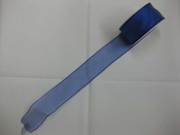 Chiffon mit Drahtkante - Breite: 40 mm - 20 m/Rolle - Farbe: blau oder grün