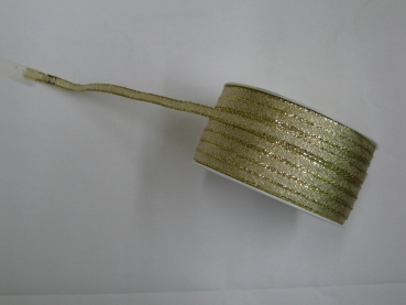 Brocate-Geschenkband - Breite: 5 mm - 50 m/Rolle - Farbe: gold oder silber