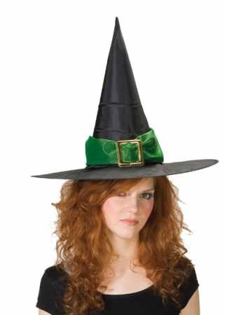 Hexenhut mit großer Schnalle in Grün – Kostüm jetzt online kaufen