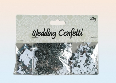 Folien-Konfetti "Hochzeit" - weiß/silber - 21 g