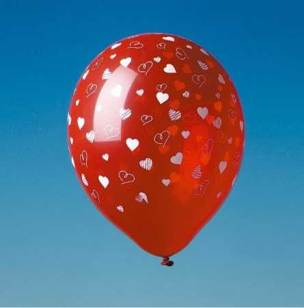 Luftballon mit Druck "Herz" - Abnahmemenge: 5 Stück/Paket oder 100 Stück/Paket