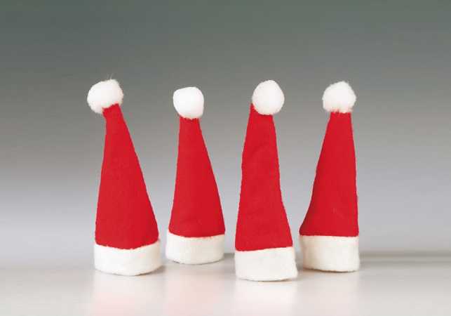 Mini-Weihnachtsmannmütze - 4 Stück