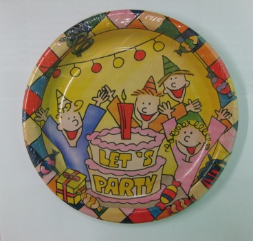 Pappteller "Let's have a Party" - Durchmesser: 23 cm - 10 Stück/Paket
