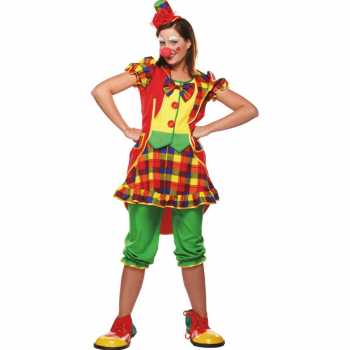 Clownkostüm "Clowndame" mit Hut - Größe: 38 - 42