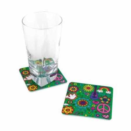 Glas-Untersetzer "Flower Power"