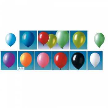 Luftballon - uni - 12 Stück/Paket - Farben: hellblau, blau, gelb, grün, orange, rosa, rot, schwarz, violett oder weiß