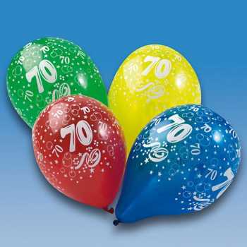 Luftballon mit Druck - bunt - 5 Stück - Zahl: 18, 30, 40, 50, 60, 70 oder 80
