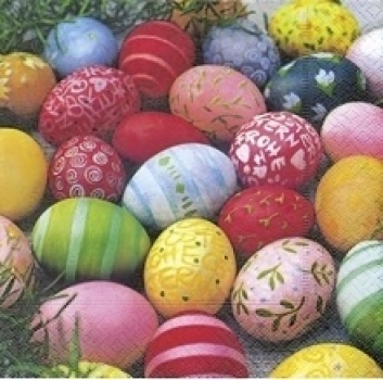 Oster-Serviette "Colour Eggs" - 3-lagig - 20 Stück/Paket - Abmessung: 25 x 25 cm oder 33 x 33 cm