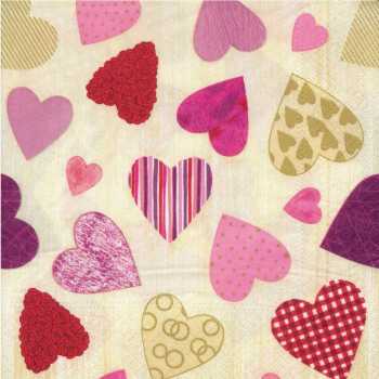 Serviette »Colourful hearts« kaufen | im Online-Shop von Papier & Party