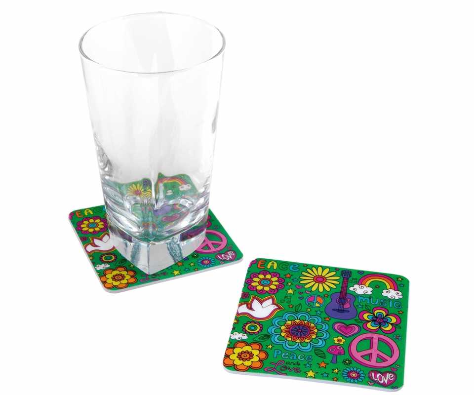 Glas-Untersetzer "Flower Power"