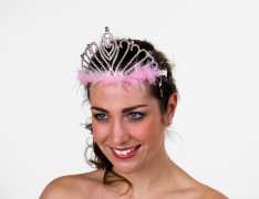 Diadem Farbe: silber mit Federbesatz