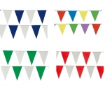 Folien-Wimpelkette - 10 m - Farbe: blau/weiß, grün/weiß, rot/weiß oder bunt